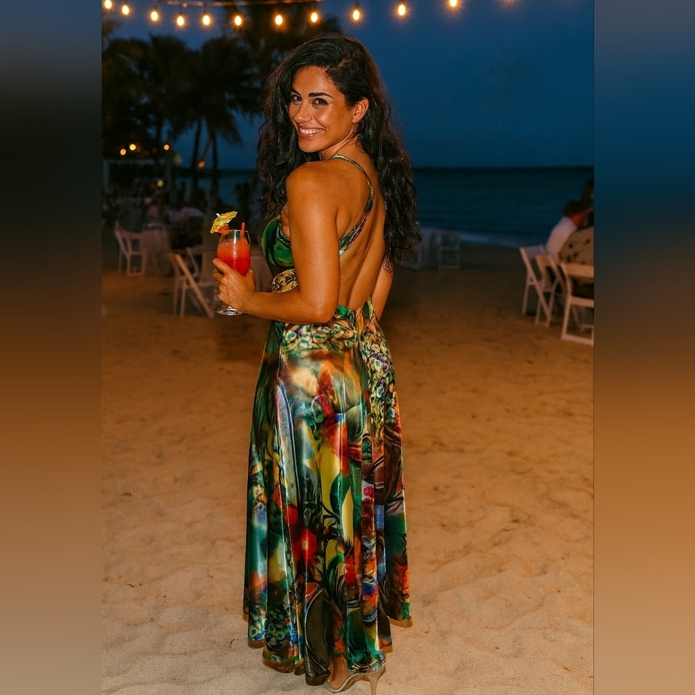 Tropical Print Swim Dress - Picture 6 of 10